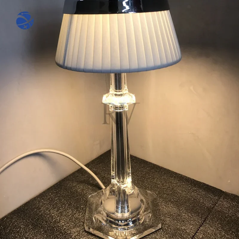 Modern crystal table lamp for wedding  fabric lampshade High quality crystal light for gift decorative table lamp dimmable