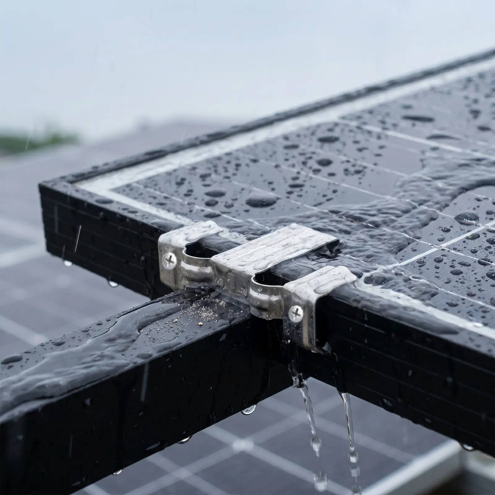 50Pcs Photovoltaic Drainage Buckle Stainless Steel Solar Panel Water Drainage Clip Solar Panel Drain System Clip for Rooftop