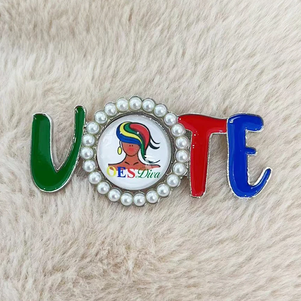 Colorful OES badge VOTE glass sticker brooch