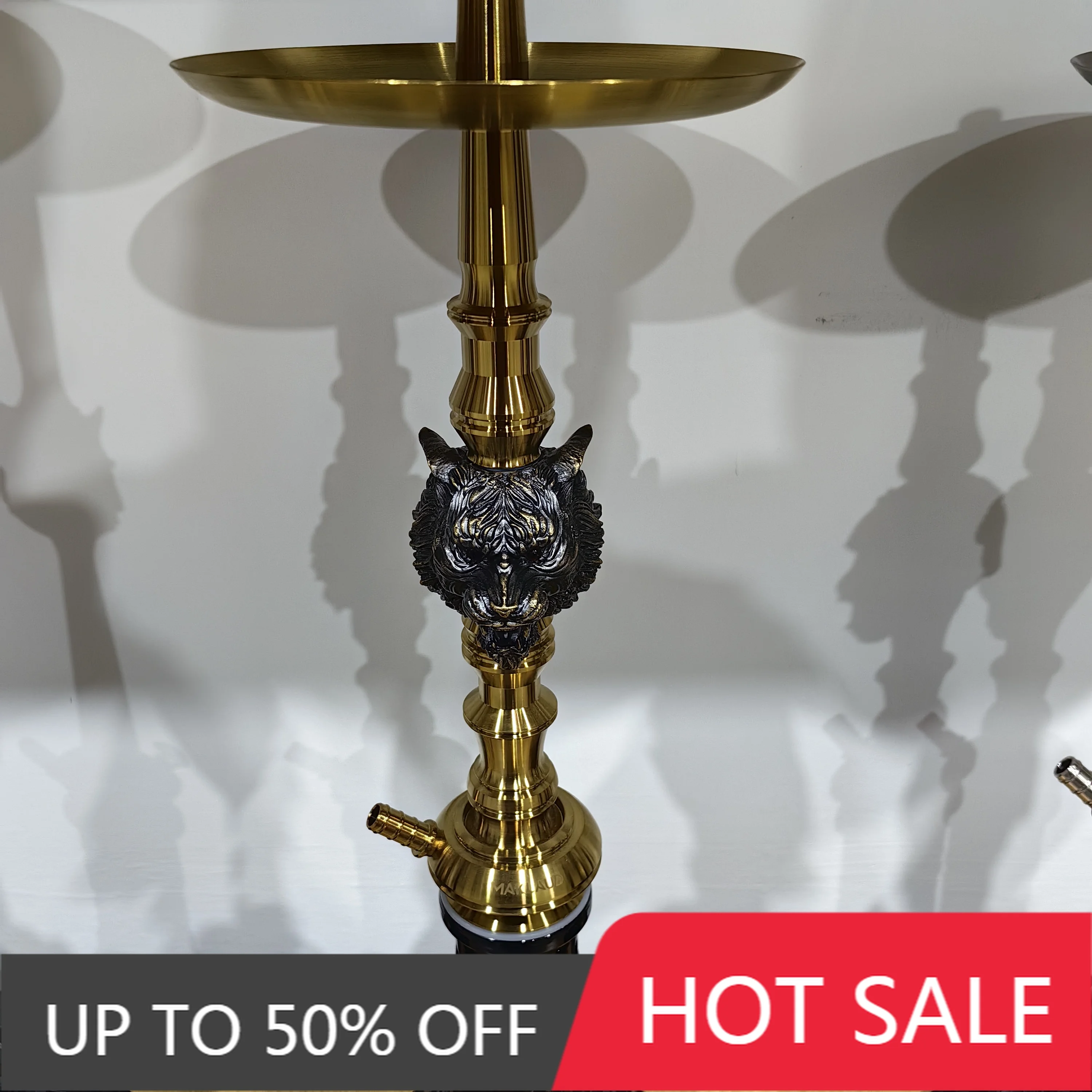 Maklaud Hookah Shisha Set Tiger High Quality 304 Stainless Steel Large Hookah With Glass Bottle Single Hose
