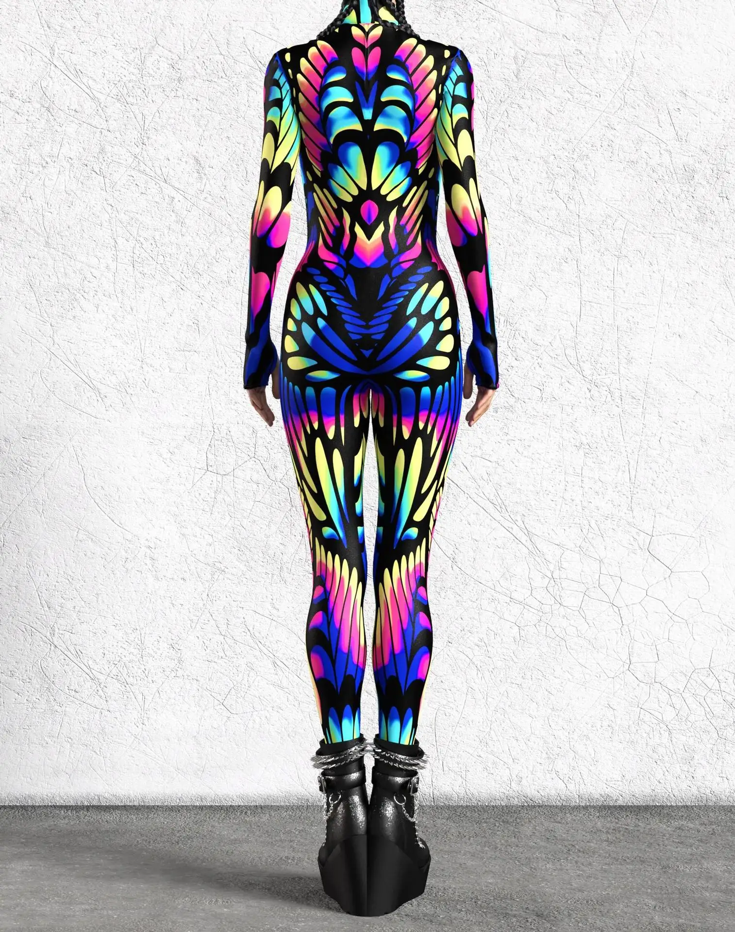 Halloween Bunter 3D-Druck Damen-Jumpsuit Erwachsener Sexy Rollenspiel-Bodysuit Party Bühnenauftritt Monos Catsuit Rave-Outfit – Detail 20