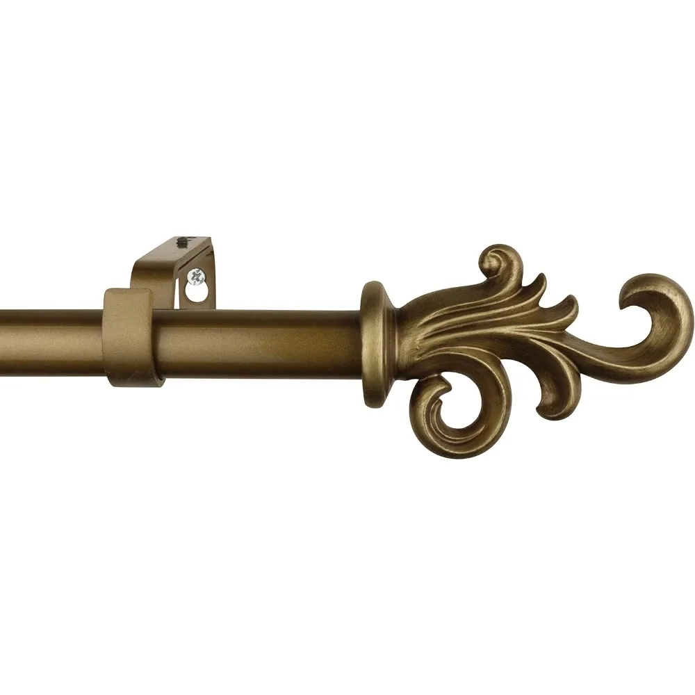 قضيب ستارة كودا قابل للتعديل، قطر 1 بوصة، 84-120 بوصة، أبيض فرنسي مذهب