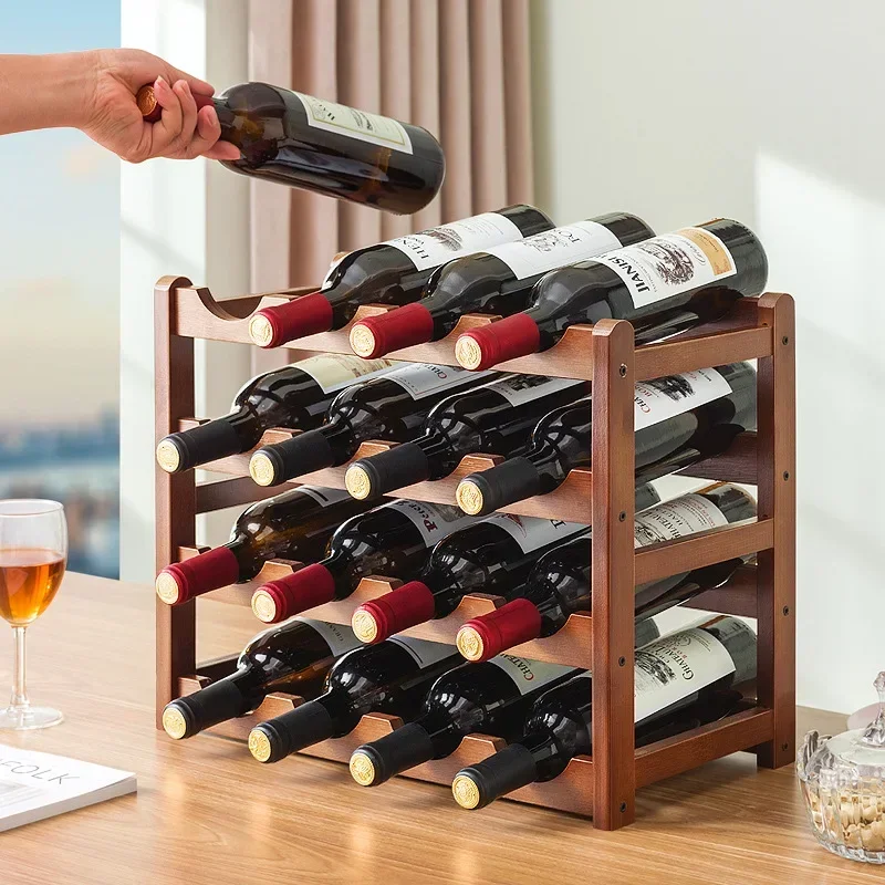 Creative red wine rack Solid wood wine rack Wine bottle rack Red wine display rack Multi-bottle storage Wine cabinet decorative