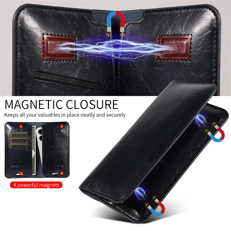 For all models of mobile phones fashionable dual mobile phone card bag magnetic suction multi card wallet case