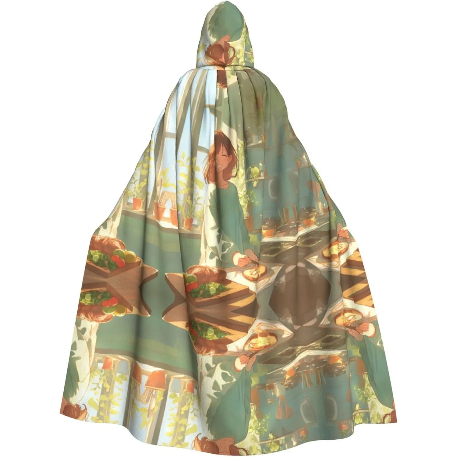 Beautiful Breakfast print Adult Hooded Cape Carnival Festival Cape Cosplay Robe Costume party Gothic Carnival