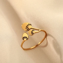 Chandler Minimalistic Ring Stainless Steel Nature Forest Cute Ring Mushroom Ring Adjustable Ring for Men and Women
