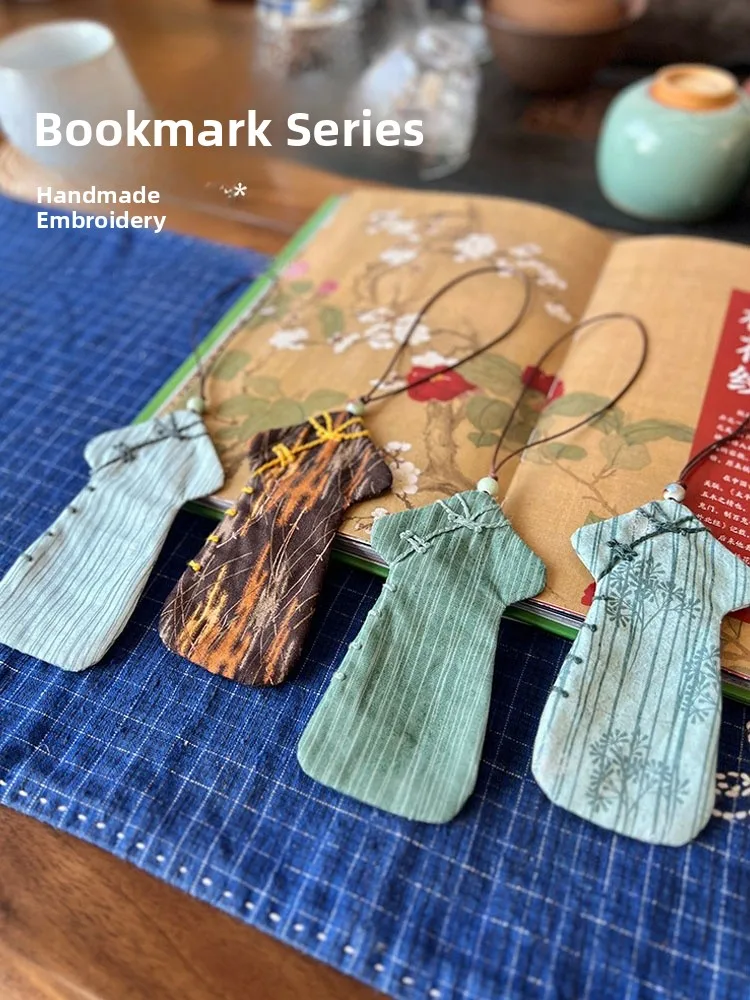 Kit de Materiales DIY para Marcapáginas Bordado a Mano, Estilo Antiguo, Creativo para Principiantes, Set de Agujas e Hilos Roux, Adorno Colgante