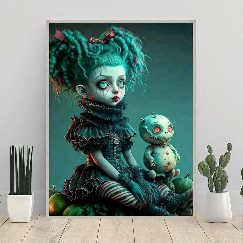 Fairy Dust AB Gothic Cartoon Doll 5D DIY Diamond Painting Mosaic Skeleton Girl Art Cross Stitch Embroidery Home Decor Gift