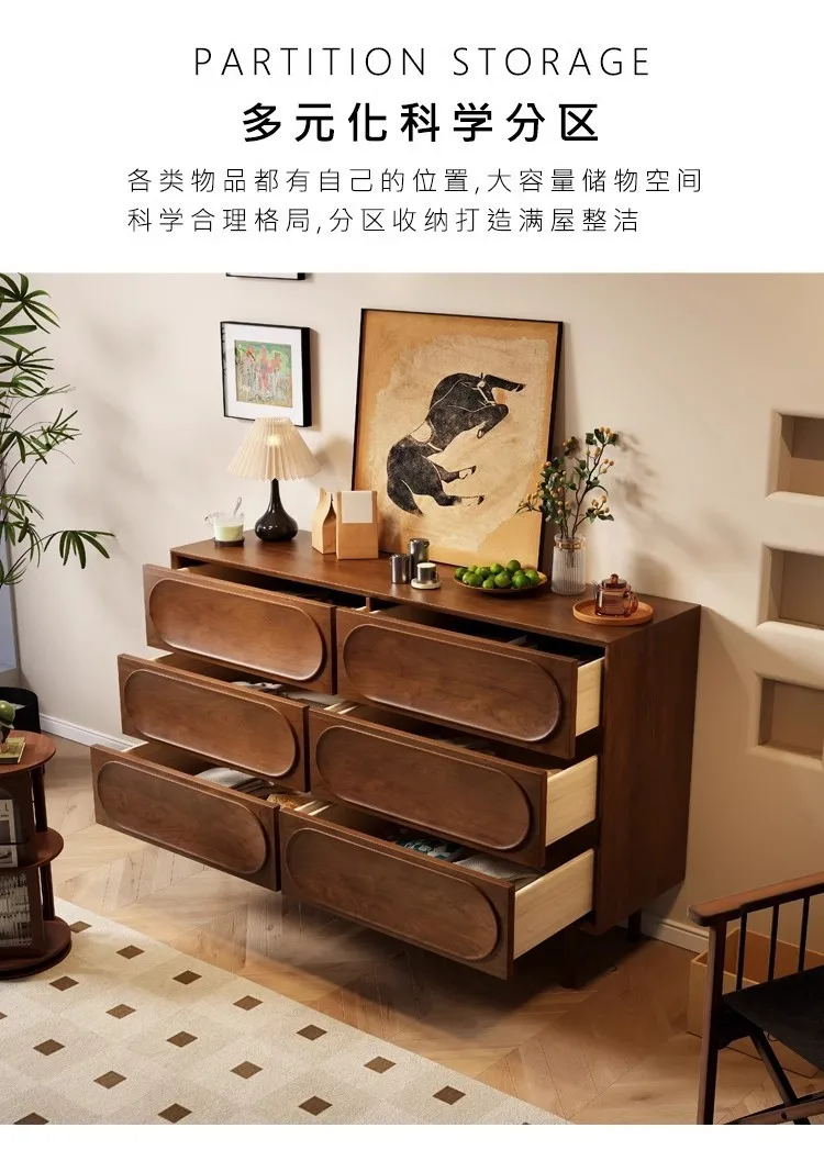 HYS medieval style chest cabinet solid wood retro five-six chest cabinet drawer cabinet American bedroom storage