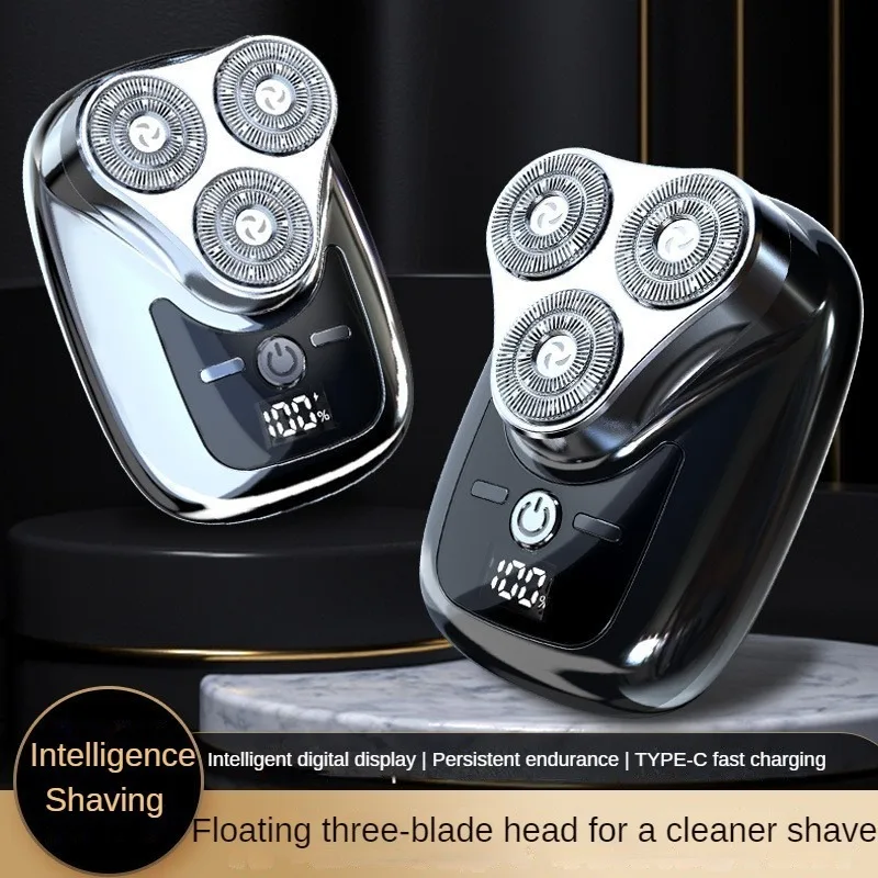 Men's Intelligent Digital Three Blade Electric Shaver TYPE-C Rechargeable Waterproof Long-lasting Shaver