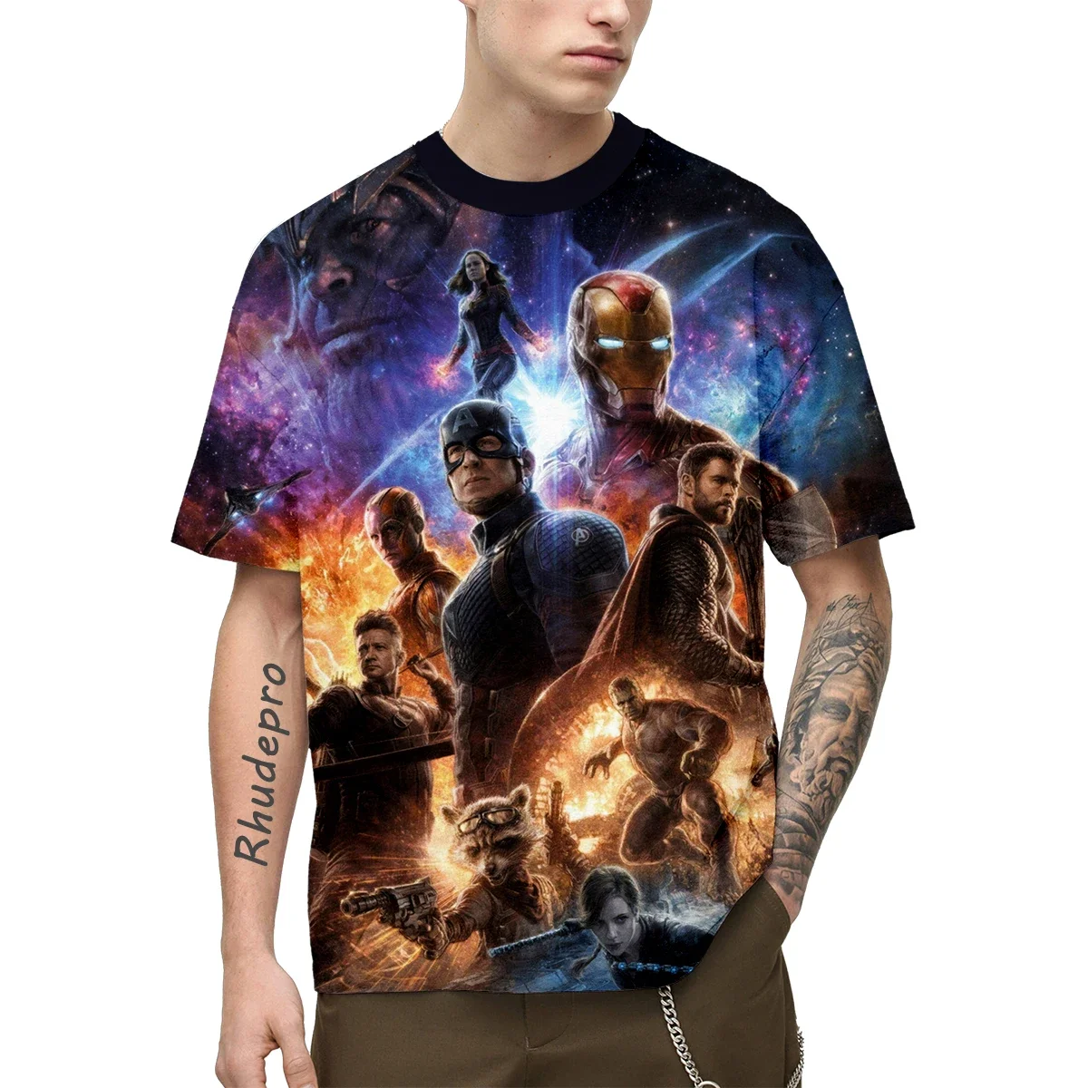 Captain Marvel Men's T-shirt Avengers Short Sleeve 3D Batman Printed T-shirt Summer Men's T-shirt New Fashion Men's Clothing