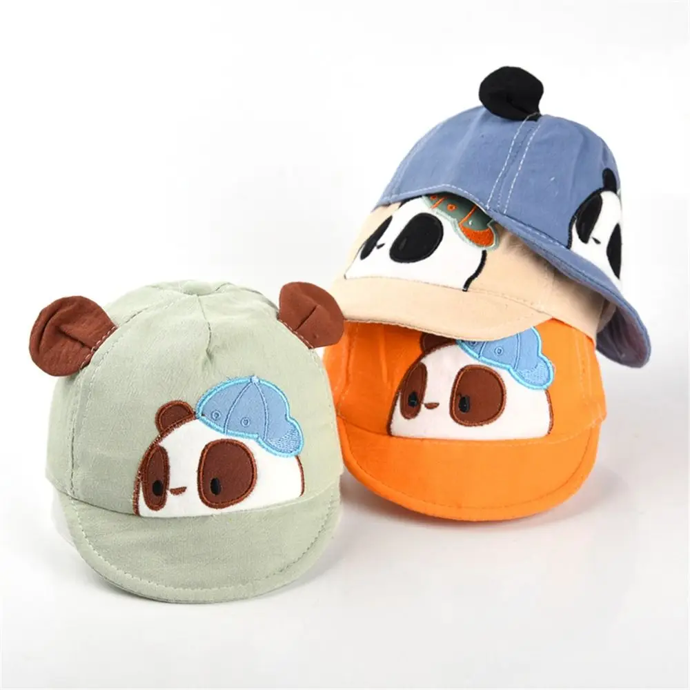 Gorra de béisbol con protección UV para bebé, gorro fino, transpirable, suave, de algodón, parasol de Panda de dibujos animados