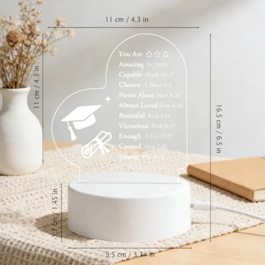 Graduation Gifts Inspirational Bible Verse Acrylic Night Light, Christian Graduation Gifts for High School College Senior Gradu