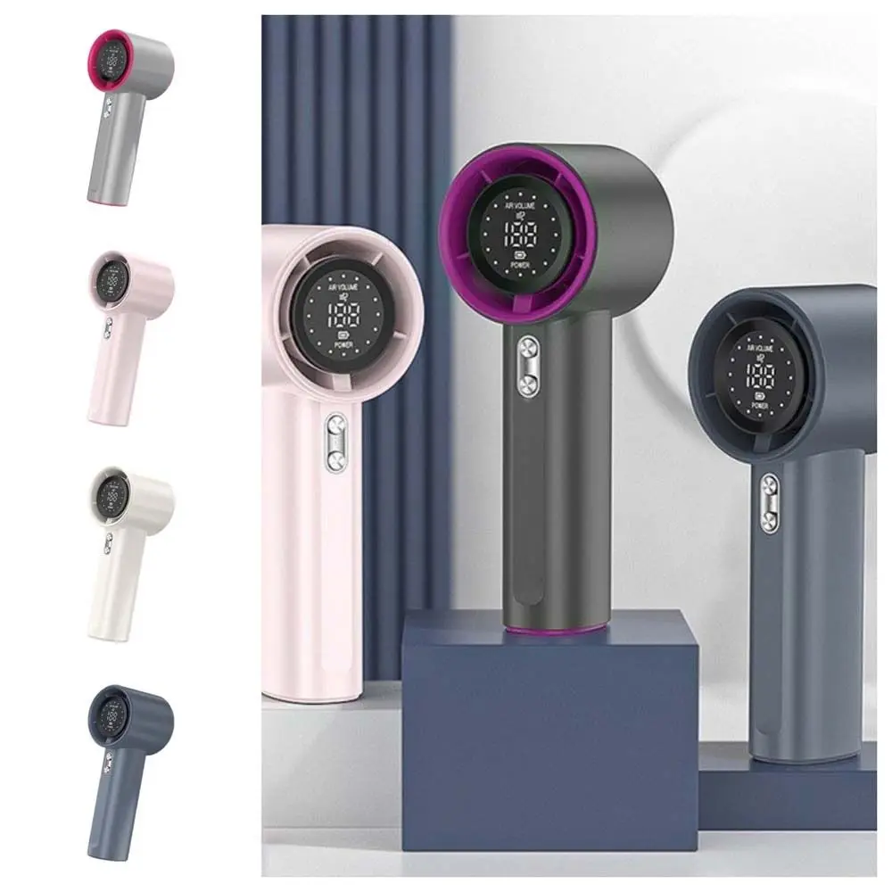 

Powerful Small Mini Portable Fan LED Display Adjustable Handheld Turbo Fan Air Turbo Tech Ultra-quiet Pocket Fan Student