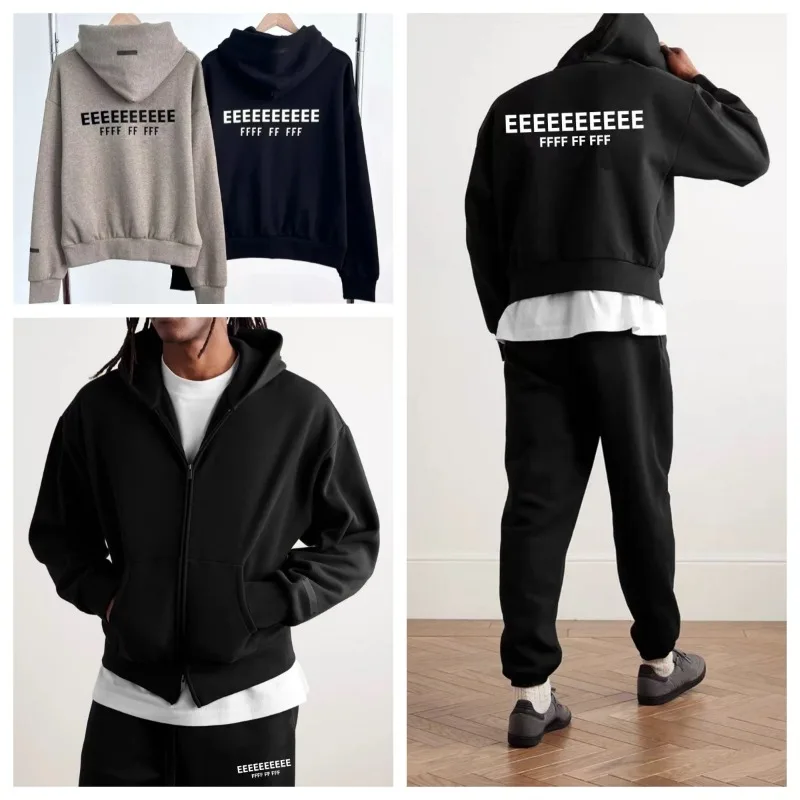 

Комплект худи на молнии 25SS ALWAYS ON: роскошный дизайн, силиконовые буквы на спине, хлопковый худи-костюм для пар в стиле High Street