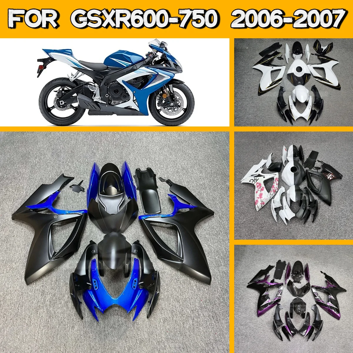 Prime Fairings for 2006 2007 Suzuki GSXR 600 750 Plastic Injection Molded Motorcycle Fairing Kit 06 07 GSXR600 GSXR750