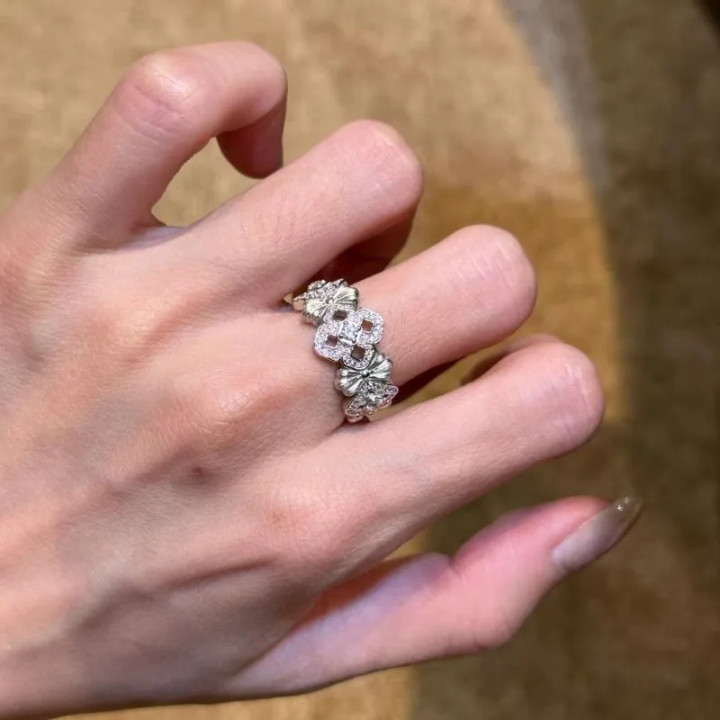 Women Silver Hollow Open Ring, Unique Luxury High‑End Statement Finger Jewelry Versatile Daily Party Accessories