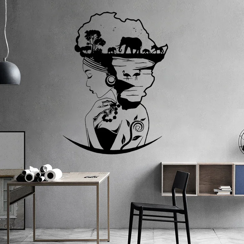 سفاري آلهة أفريقيا القارة ملصق فينيل الأفريقية السافانا النوبي امرأة الأفريقية الأفرو فتاة الفن جدار ديكور غرفة الهدايا A909 #2