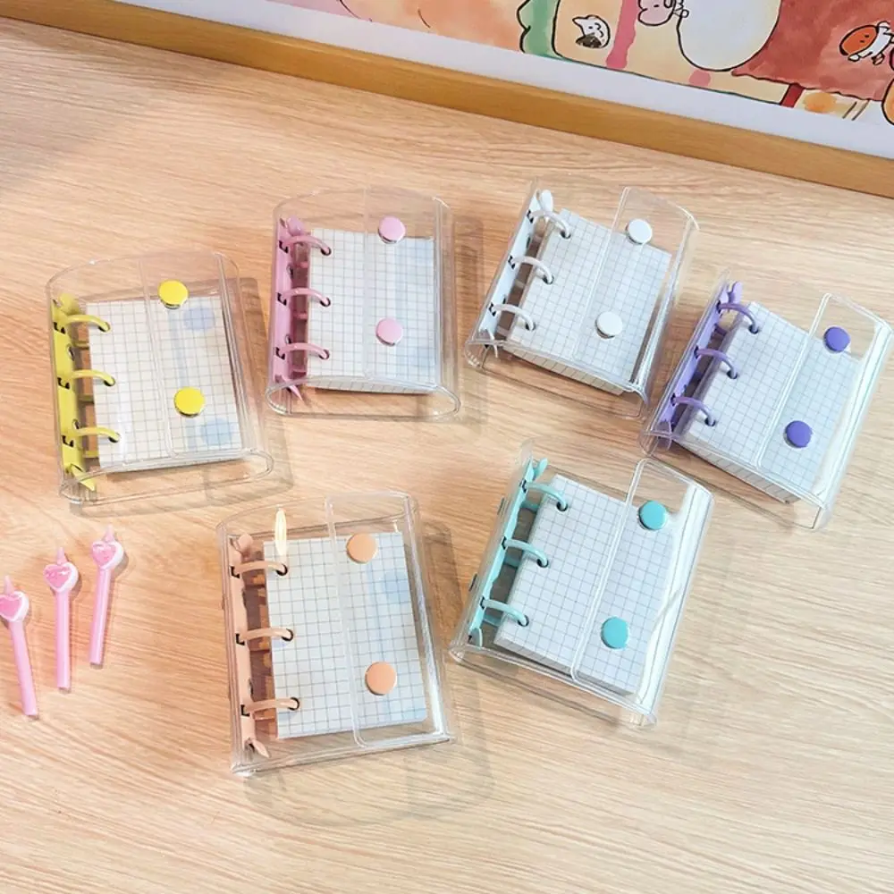 Waterproof PVC A8 binder Transparent Multiple Colors Loose leaf notebook double-buckle 3-hole Mini binder Students