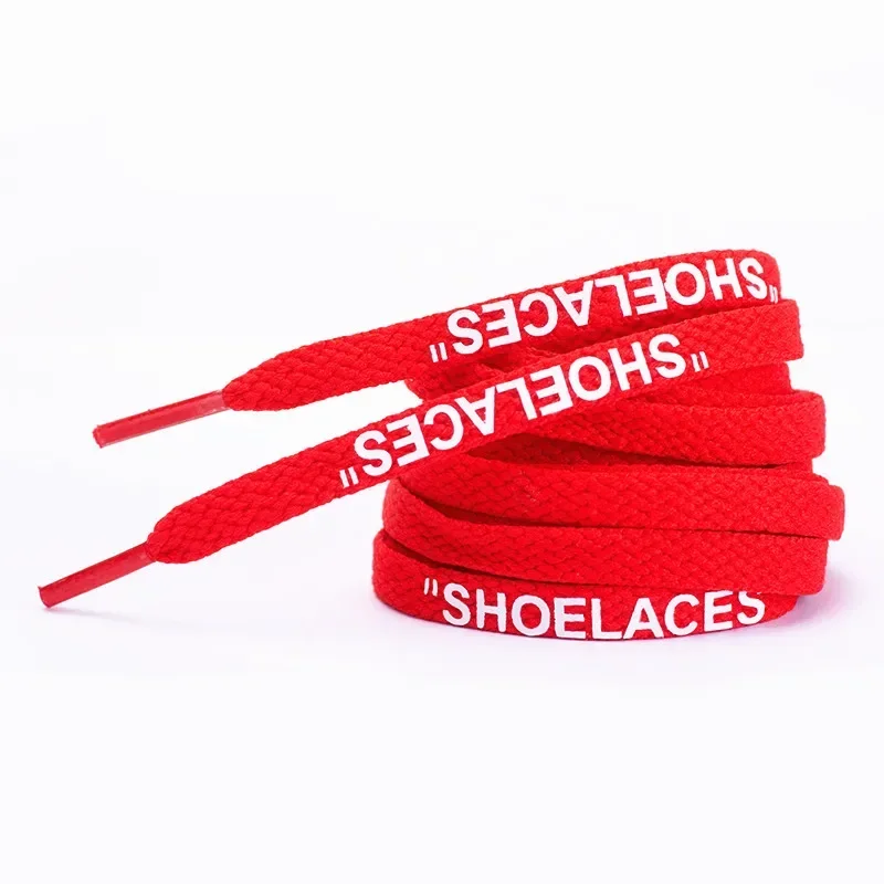 New 47"/55"/63" Printing Shoe Laces Silicone Printed Shoelace 8MM Flat Boot Laces Off Print White Shoe Laces for Sneakers 1 Pair