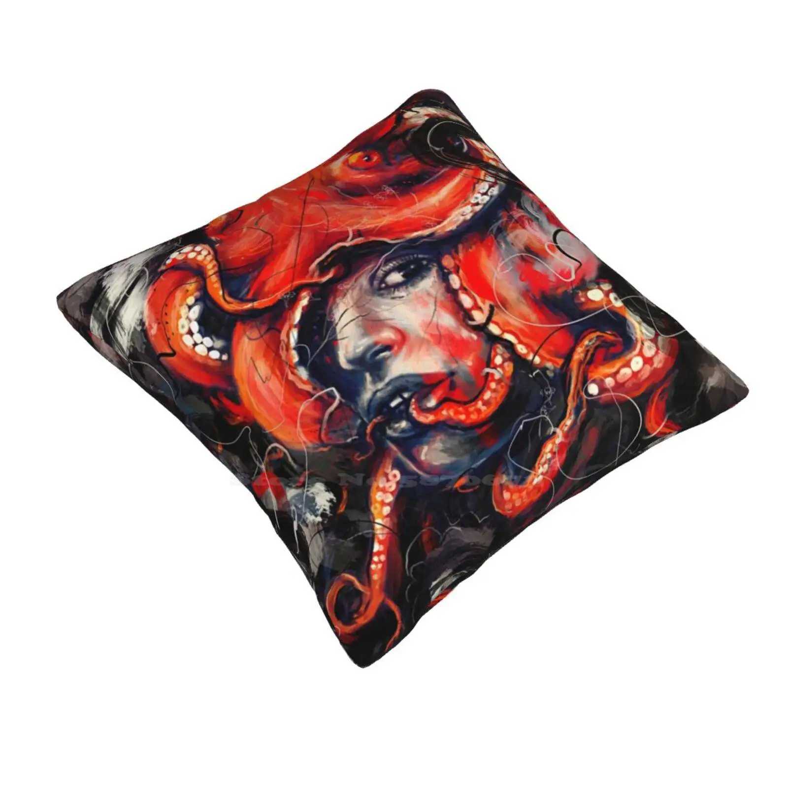 Empress Octo Soft Comfortable Pillowcase Portrait Texture Head Face Octopus Eye Animals Woman Strokes Tentacles Look Girl Red