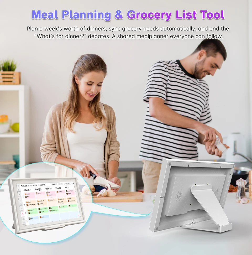 HGFRTEE 15,6-Zoll Smart Digitaler Kalender, FHD-Touchscreen-Display, Familienplaner & Digitaler Bilderrahmen, Wand-/Schreibtischmontage mit App – Detail 4