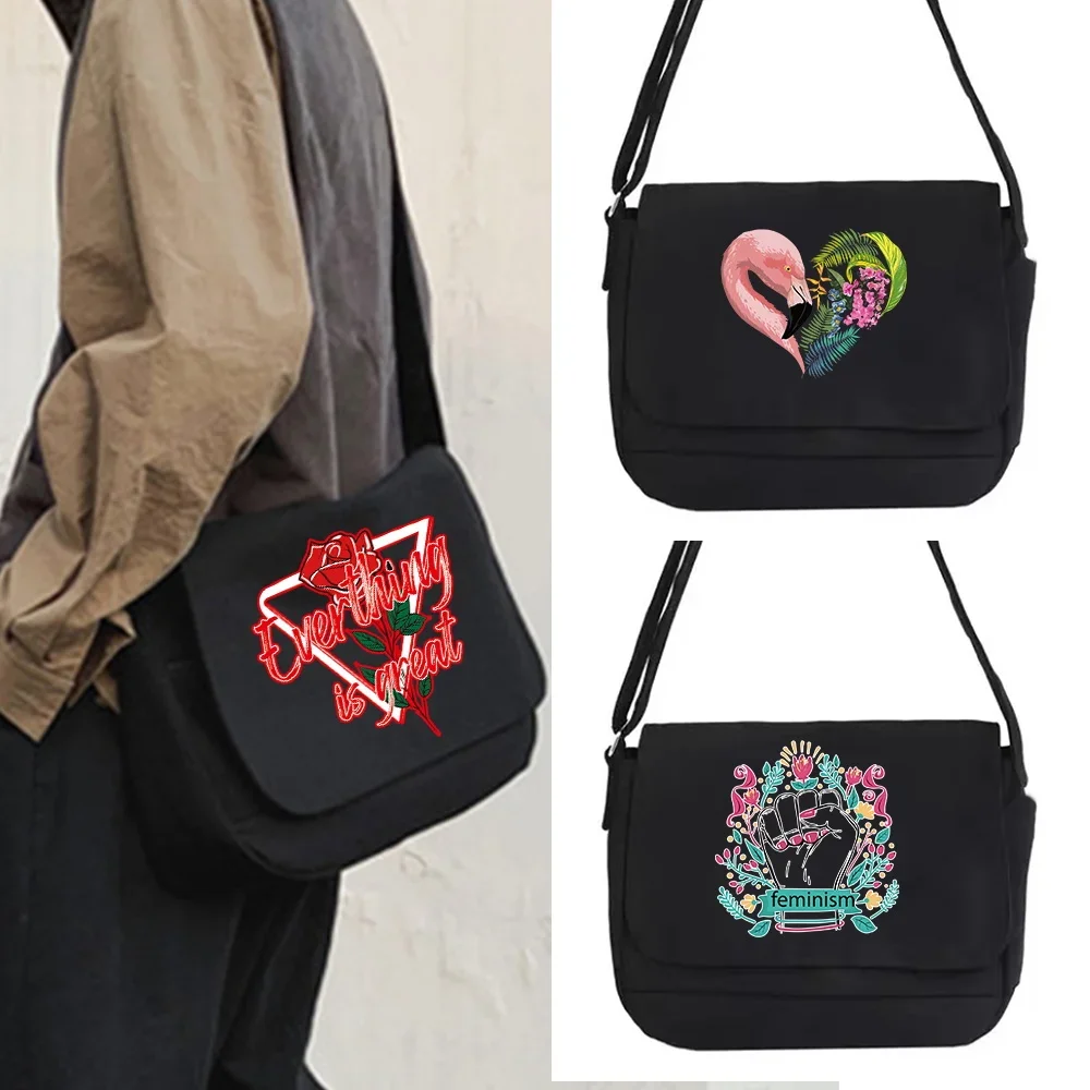 

2023 Women Crossbody Bags Simple Canvas Shoulder Bag ese Casual Version Wild Messenger Packet Color Print Shopper Organizer