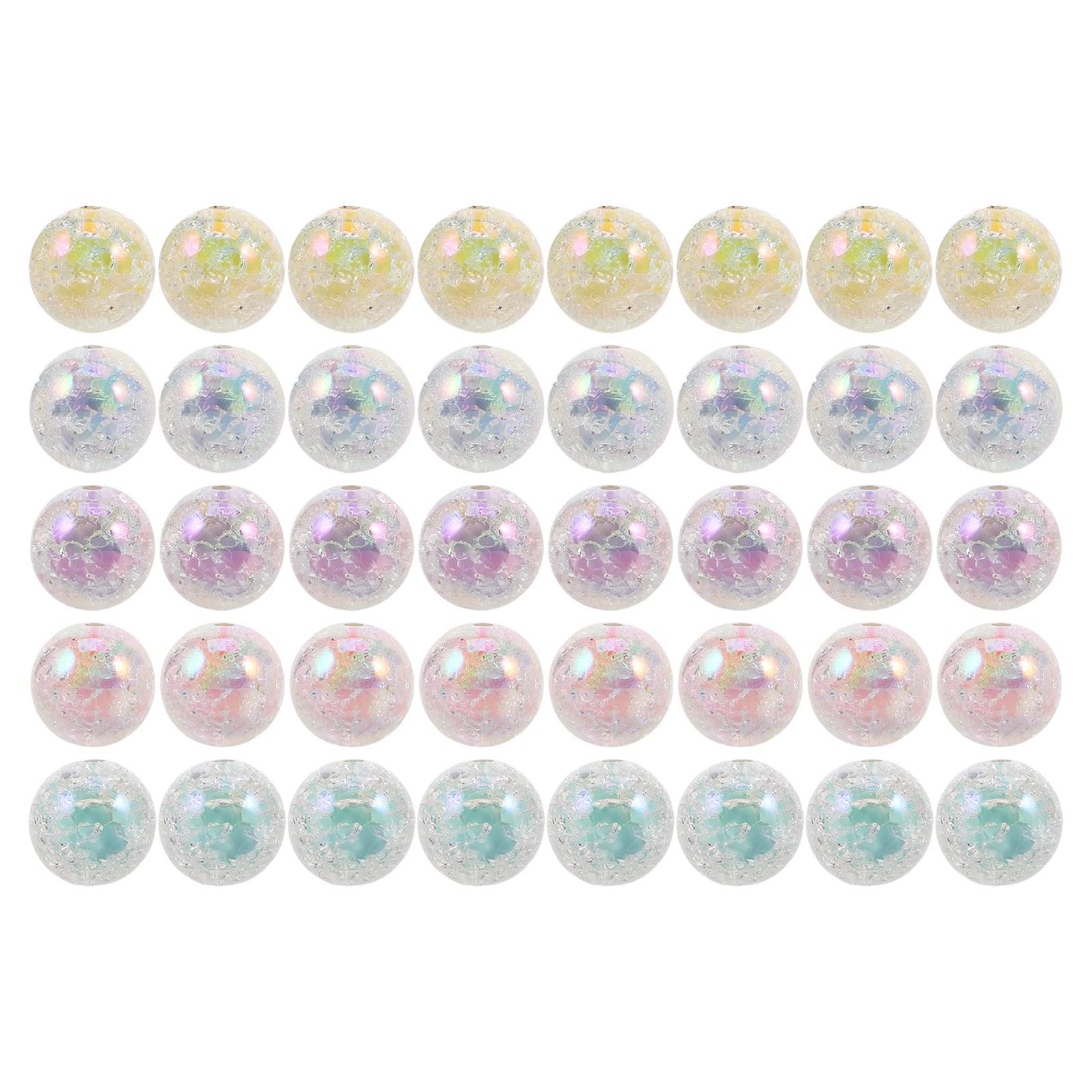 

40pcs Crackle Acrylic For Diy Jewelry Keychains Phone Chains Bracelet Necklace Crafts Bulk Loose Round Bead Charms Diy