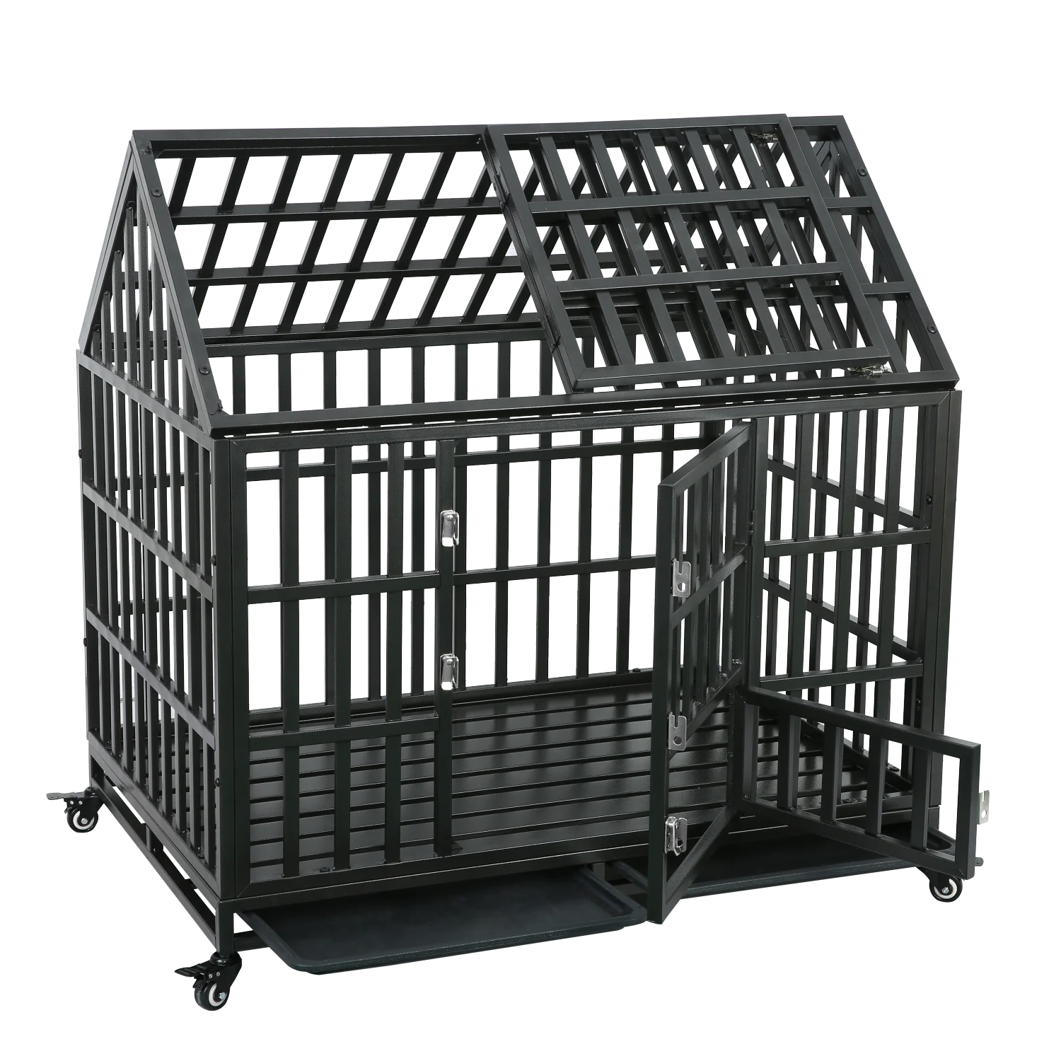 

Heavy Duty Dog Cage Pet Crate with Roof - Durable Kennel for Large Dogs