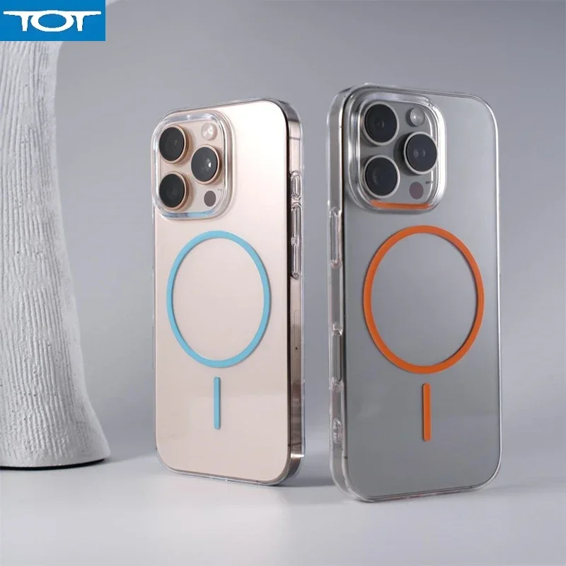 

Ultrathin Clear Crystal MagSafe Phone Case for iPhone 16 16pro max 15 14 Pro 13 12 Wireless Charging Transparent Hard PC Cover