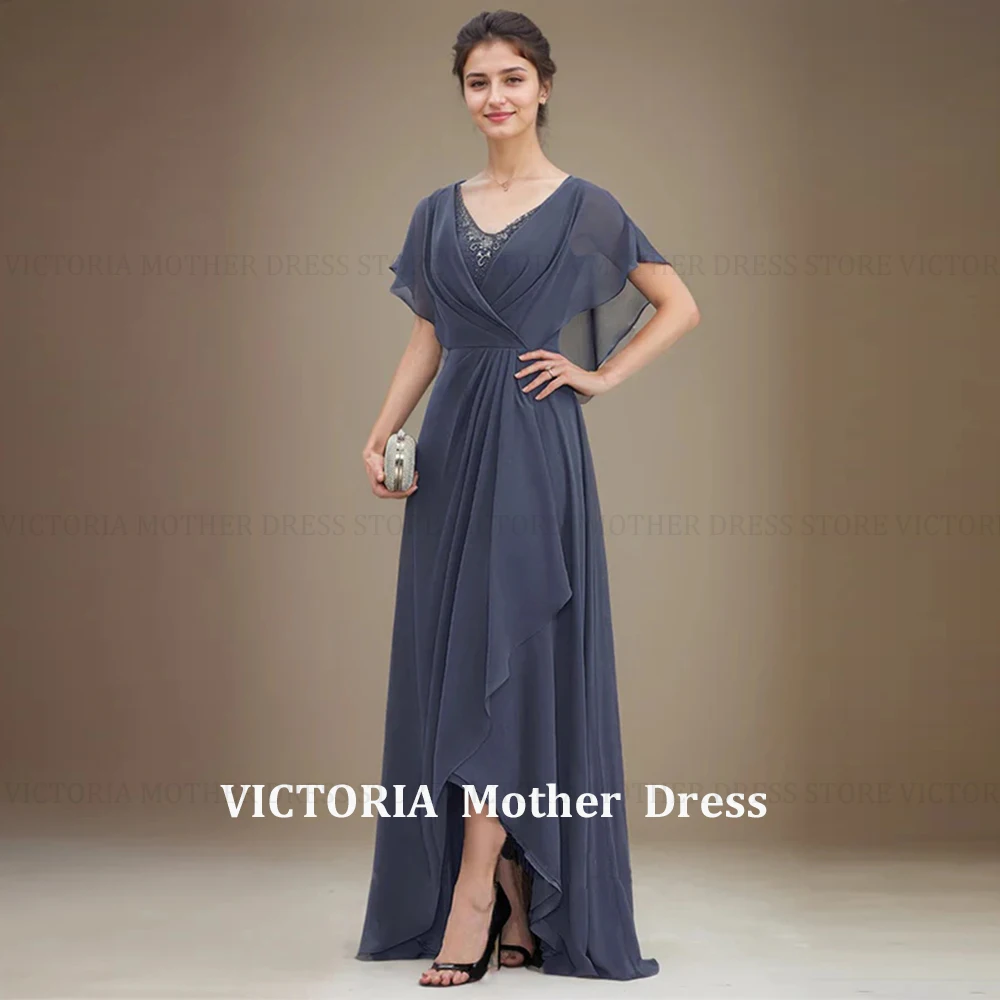 

VICTORIA Classic Mother of the Bride/Groom Dress 2025 Customized A-Line V-Neck Sequins Ruffles Chiffon Long Wedding Guest Gowns
