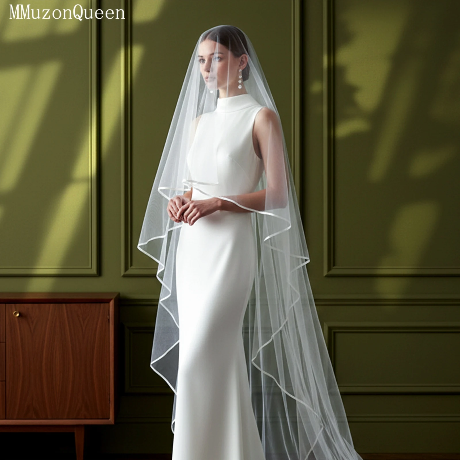 

Свадебная фата TOPQUEEN V97 с ленточным краем, двухслойная, из мягкого итальянского тюля, с возможностью индивидуального заказа