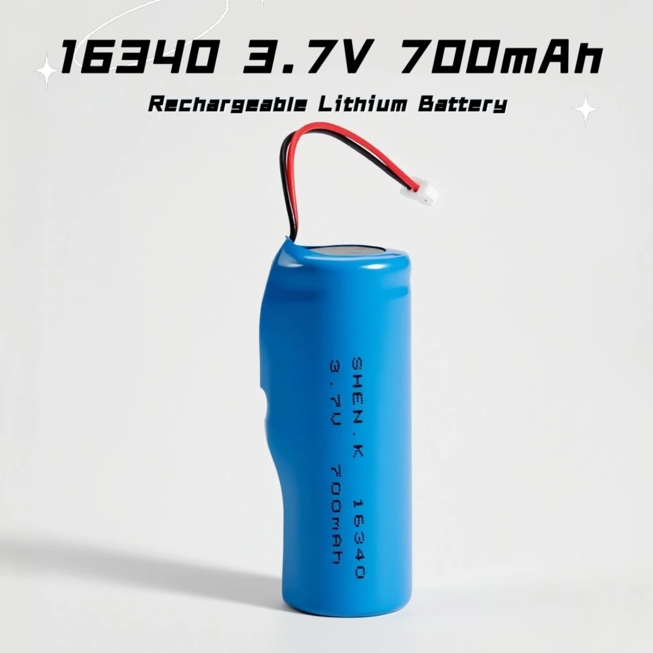 10 Uds 16340 3,7 V 700mAh batería de litio recargable con cables conector CR123A para cámara alarma de humo cámara espía Flash luz de juguete