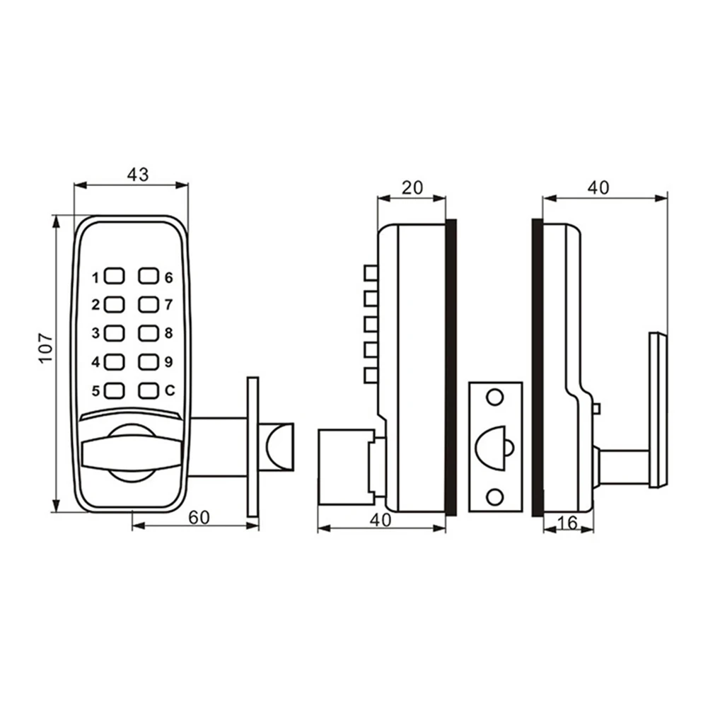 Metal Mechanical Code Lock Durable Waterproof Password Code Number Lock Interchangeable Handle Easy Installation for Home Office