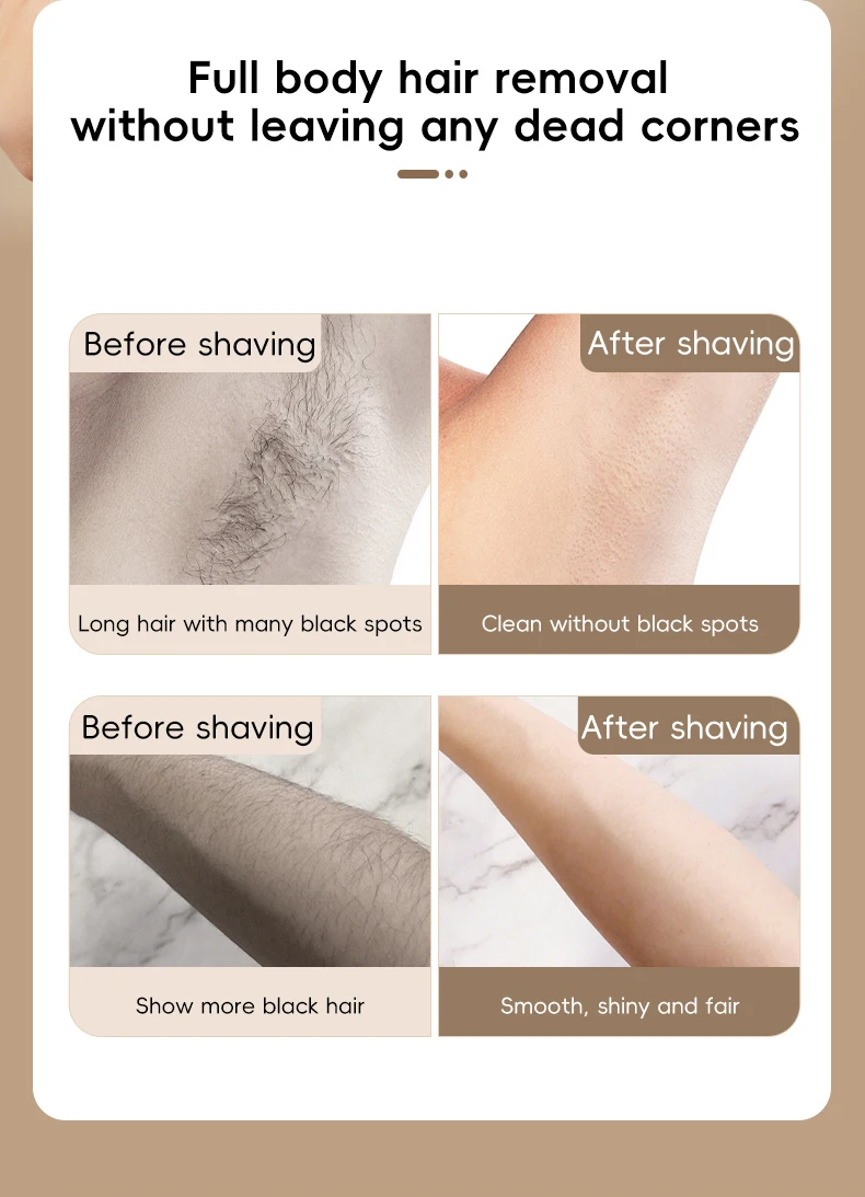 3-in-1 Electric Hair Removal Set Portable Type-C Rechargeable Shaver for Underarm Leg And Nose Hair Trimming