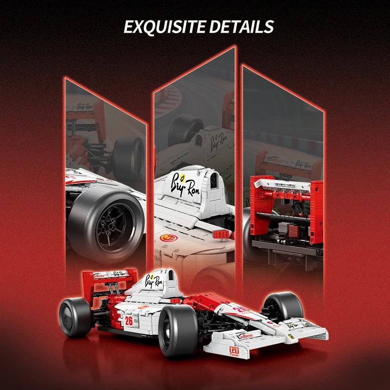 2800ピース MP4 フォーミュラレーシングカー 組み立てブロック V12エンジン 1/8 車両モデル ブロック デスクトップオーナメント 子供DIYおもちゃ ホリデーギフト