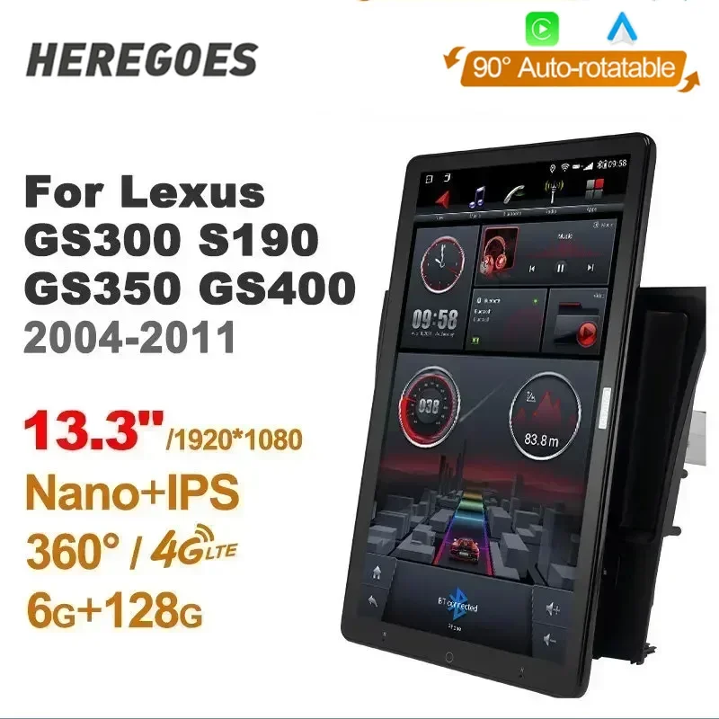  Style Carplay Android 12 Car Radio GPS Navigation Bluetooth For Lexus GS300 S190 GS350 GS400 GS430 GS450h GS460 2004-2011