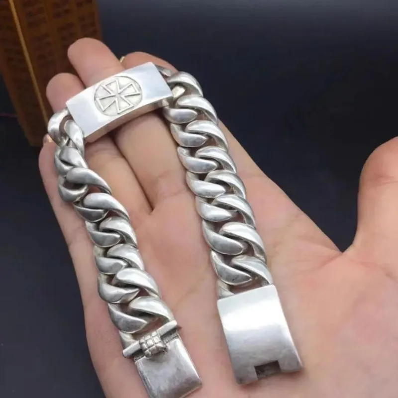 Old Tibetan Silver Color Jewelry Windmill Bracelet Personalized Fashionable Exquisite Men and Women Couple Gift