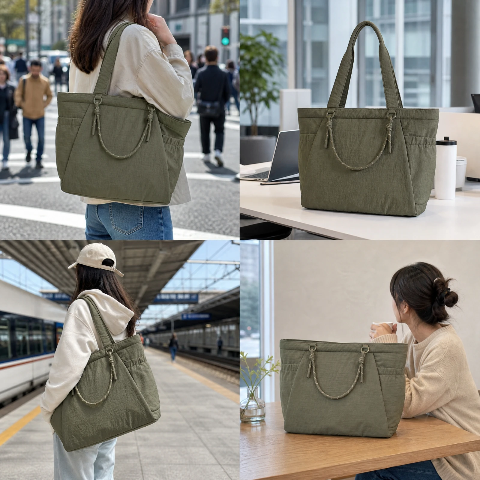 Travel Tote Bag Padded Tote Bag with Laptop Compartment Multi-Pocket Spacious for Everyday Carry, Commuting
