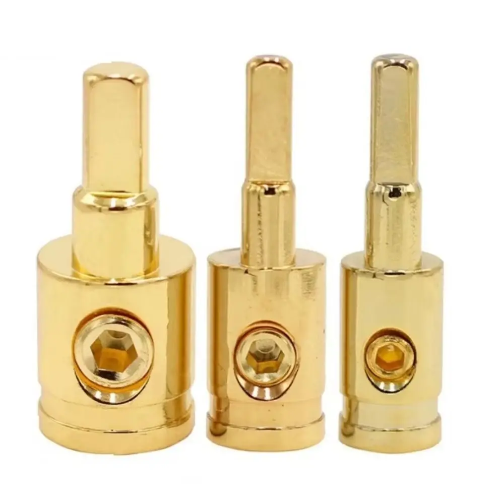 New Pure Copper Car Audio Connector 0GA 4GA 8GA Gold Silver Car Speaker Wire Terminal Car Audio Modified Connector