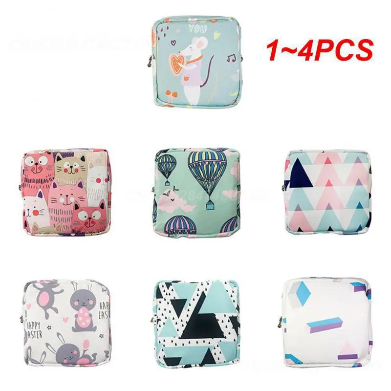 1~4PCS Tampon Holder Handbags Cartoon Pattern For Women Women Tampon Storage Bag Organizer Coin Money Card Pouch