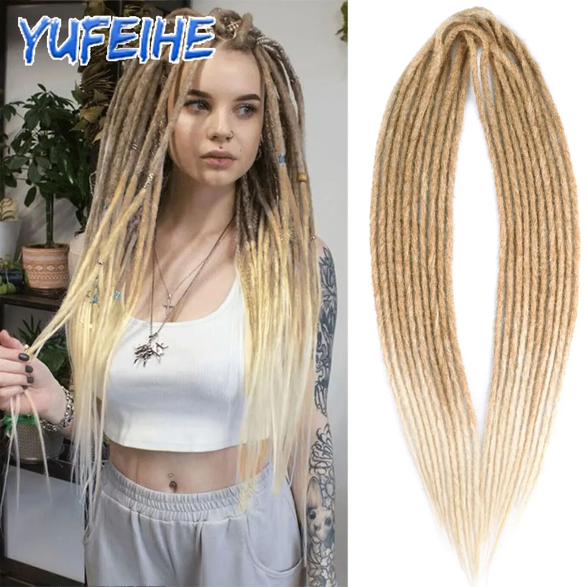 Handmade Dreadlocks Hair Extensions 20 Inch Soft Crochet Dreadlock Braids Hair Synthetic Faux Locs Braids Hair For Women