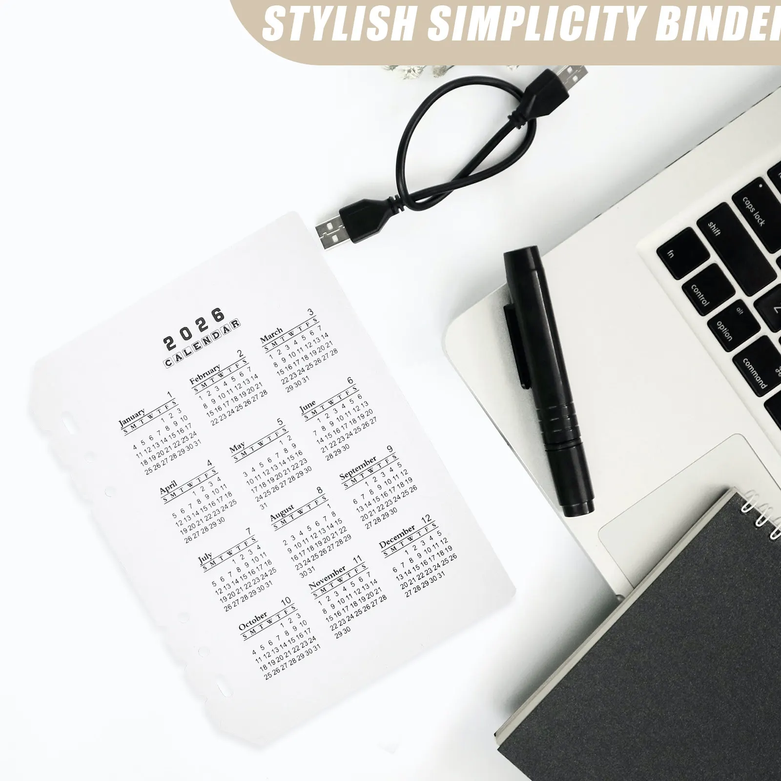 12Pcs A5 Frosted PP Calendar Dividers 2026 Transparent Monthly Planner Inserts for 6-Ring Binder Detachable Loose Leaf Notepad