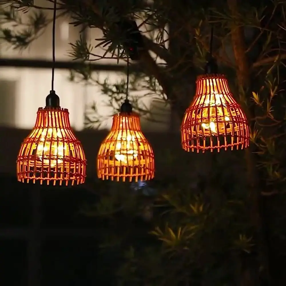

Hand-woven Pendant Lamp Shade Waterproof Design Solar Powered Waterproof Chandelier Led Lights Weaving Solar Led Lights Study