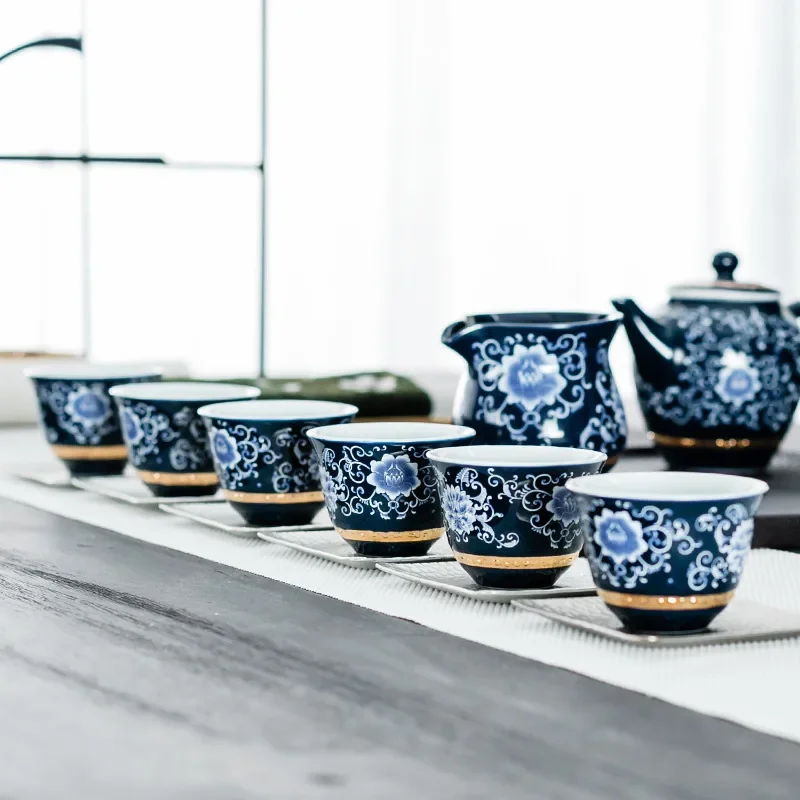 Blue and White Porcelain Kung Fu Tea Set Tea Cup Household Simple Teacup Personal Cup Small Tea Cup Tea Cup Tea Cup