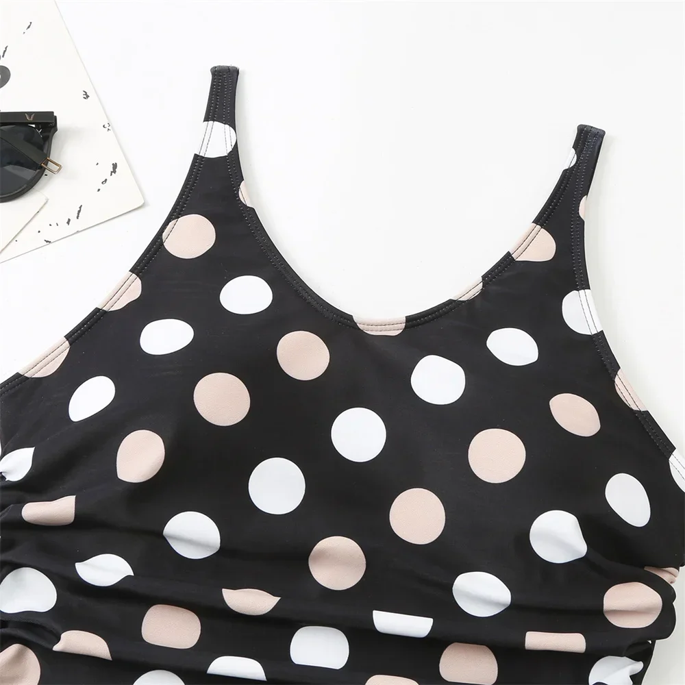 Vintage Dot บิกินี่ Patchwork สลิงชุดว่ายน้ําห้องพักช่วงวันหยุดชุดว่ายน้ําผู้หญิงชุดว่ายน้ํา One Piece ชุดชายหาด Biquinis Feminino Trend