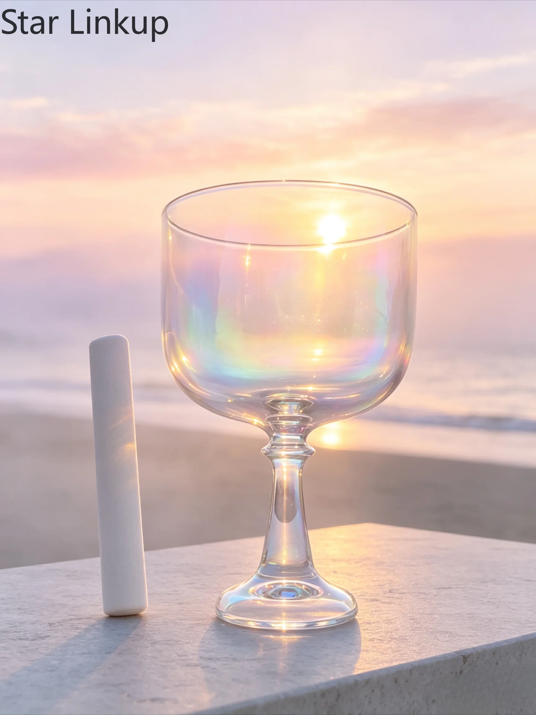 Star Linkup Third Eye & Crown Chakra Healing Crystal Vessel Magic Cosmic Rainbow Clear Grail Chalice 4th Octave Standard A/F Tone Yoga Spiritual Sound Accessory