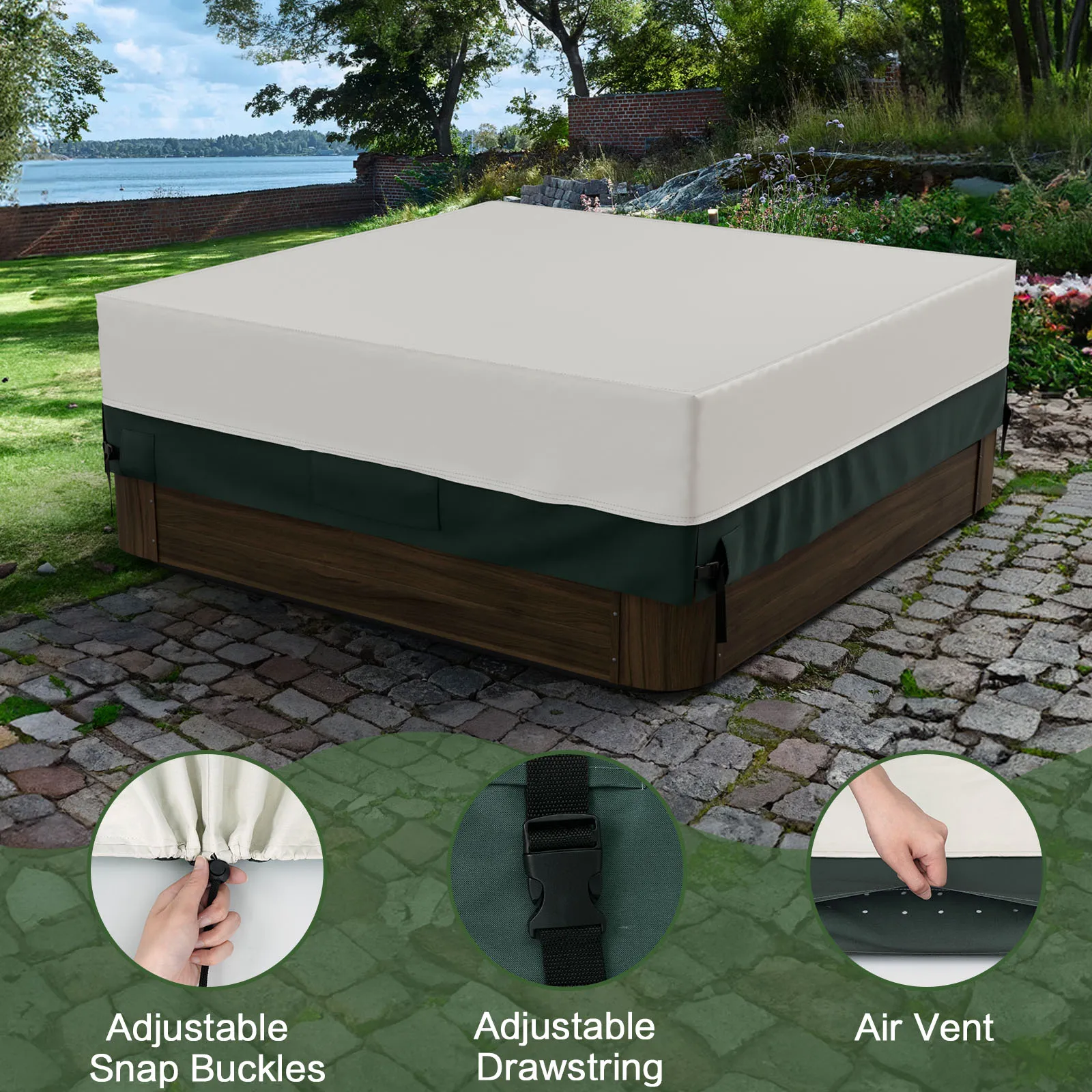 Square Hot Tub Dust Cover Cap swimming pool Waterproof  Anti-UV Outdoor Warm Spa Hotspring Anti-Fall Leaves Snow Rain Dust Cover