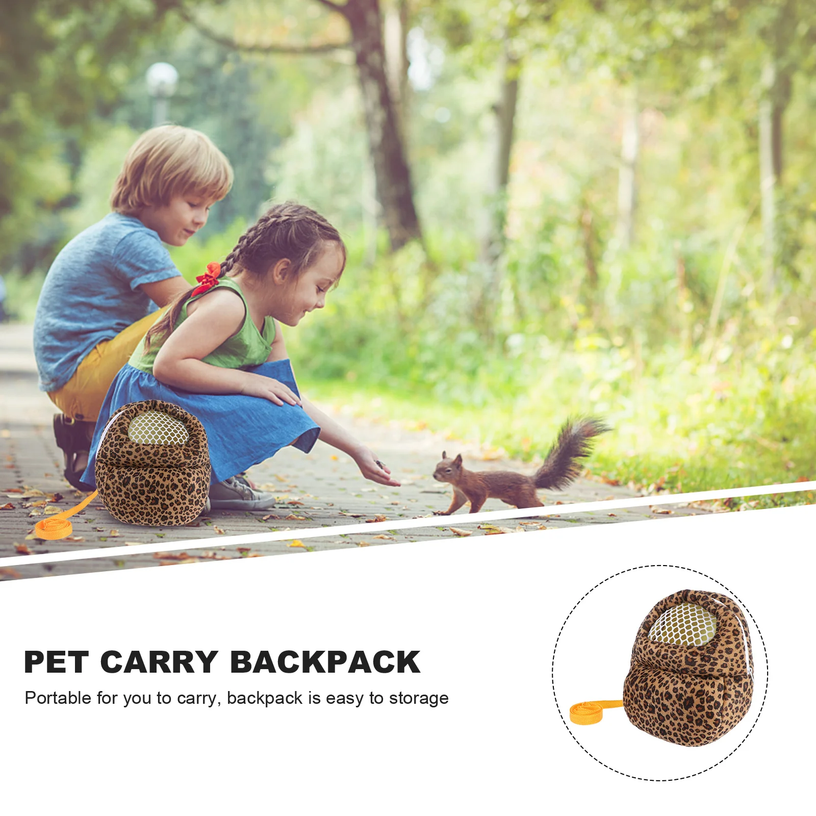 

Pet Travel Bag Leopard Yellow Size L Portable Comfortable Outdoor Pet Carrier Backpack Useful Hamster Storage Carrier