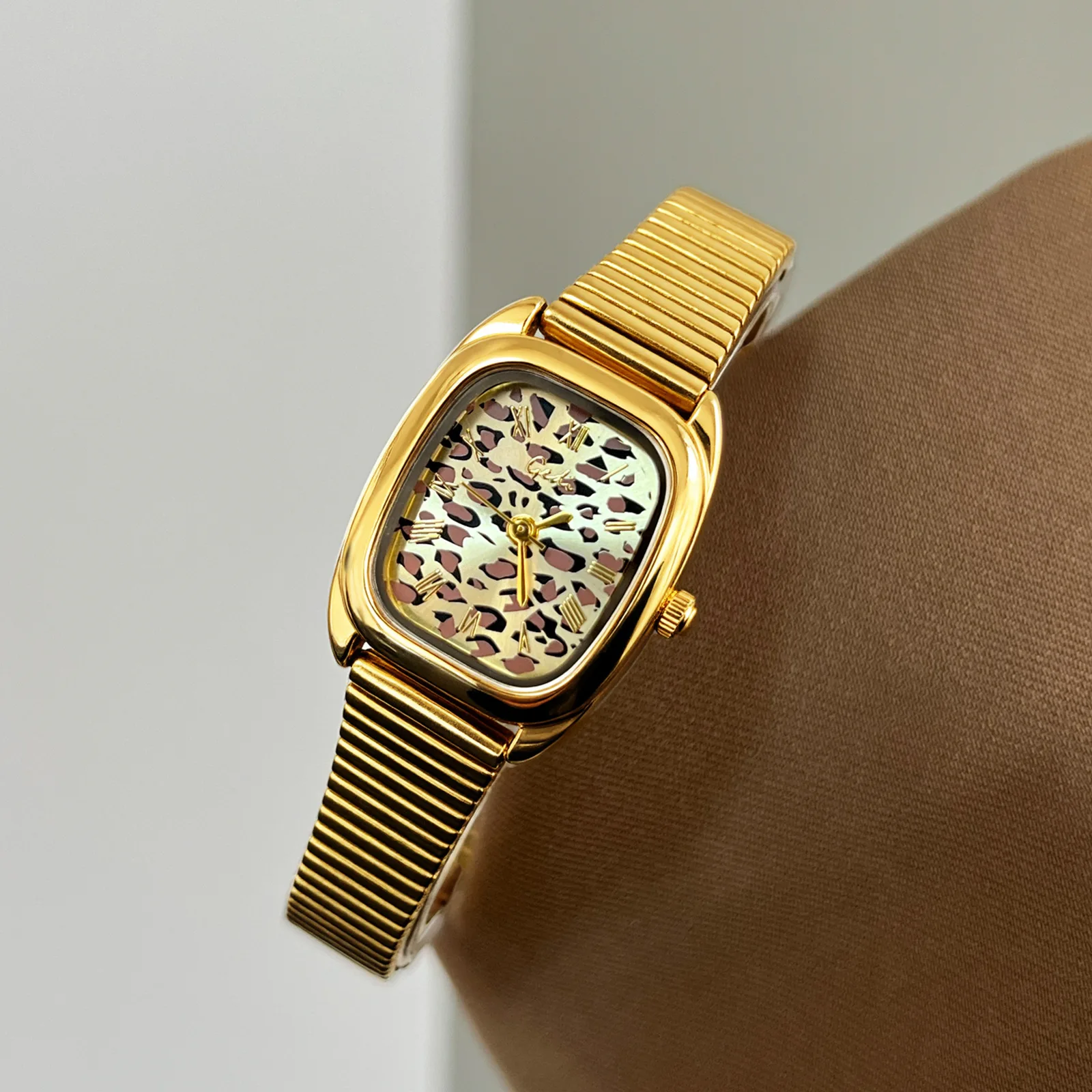 Retro Leopard Print Bamboo Watch Women Waterproof High-end Snake Bone Chain Style Adjustable Length Fashion Quartz Watches Gift
